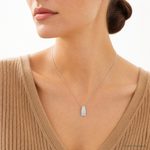 Sterling Silver RH-plt Polished CZ Curved / Tapered Chain Slide Pendant - Model Shot