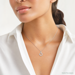 Sterling Silver Rhodium-plated CZ Circle Twist Pendant - Model Shot