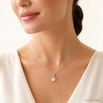 Sterling Silver Rhodium-plated Polished CZ Teardrop Pendant - Model Shot