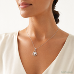 Sterling Silver Rhodium-plated Polished MOP Teardrop Pendant - Model Shot