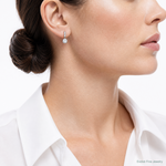Sterling Silver Rhodium-plated Polished CZ Post Dangle Earrings - Model Shot