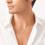 Sterling Silver RH-plated Polished CZ Dangling Chain Slide Pendant - Model Shot