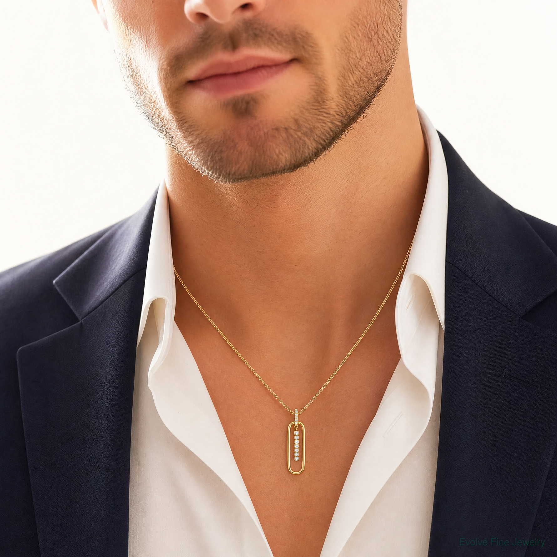 Sterling Silver Gold-tone White CZ Dangle Pendant - Model Shot