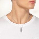 Sterling Silver Rhodium-plated Polished CZ Elongated Oval Pendant - Model Shot