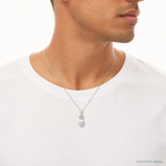 Sterling Silver RH-plated Brush / Polished Crystal Chain Slide Pendant - Model Shot
