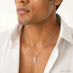 Sterling Silver Rhodium-plated CZ Double Square Pendant - Model Shot