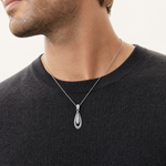 Sterling Silver Rhodium-plated Polished CZ Teardrop Pendant - Model Shot