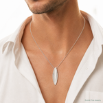 SS Rhodium-plated Polished and Brushed Fancy Chain Slide Pendant - Model Shot