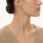 Sterling Silver Rhodium-plated Polished and Satin CZ Circles Post Earrings - Model Shot