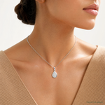 Sterling Silver Rhodium-plated CZ Teardrop Pendant - Model Shot