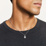 SS Rhodium-plated Polished Fancy CZ Chain Slide Pendant - Model Shot