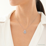 Sterling Silver Rhod-plated Vibrant CZ Purple Enamel Chain Slide Pendant - Model Shot