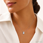 Sterling Silver Rhodium-plated CZ Rectangle Chain Slide Pendant - Model Shot