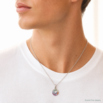 Sterling Silver Rhodium-plated Multi Color CZ Double Circle Pendant - Model Shot