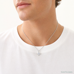 Sterling Silver Polished 4 Prong CZ Chain Slide Pendant - Model Shot