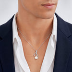 Sterling Silver Rhodium-plated CZ FWC Pearl Swirl Chain Slide Pendant - Model Shot