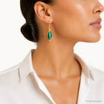 Sterling Silver Gold-Tone Polished Fancy Malachite Dangle Earrings - Model Shot