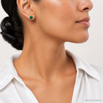 Sterling Silver Gold-tone Green Chalcedony Post Earrings - Model Shot