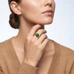 Sterling Silver Gold-tone Green Chalcedony Ring - Model Shot