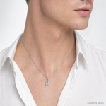 Sterling Silver Rhodium-plated Polished CZ Footprints Pendant - Model Shot