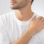 Sterling Silver Polished Fancy Large Heart Link Bracelet - Model Shot