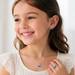 Sterling Silver RH-plated Butterfly Children's Earring, Ring & Pendant Set - Model Shot