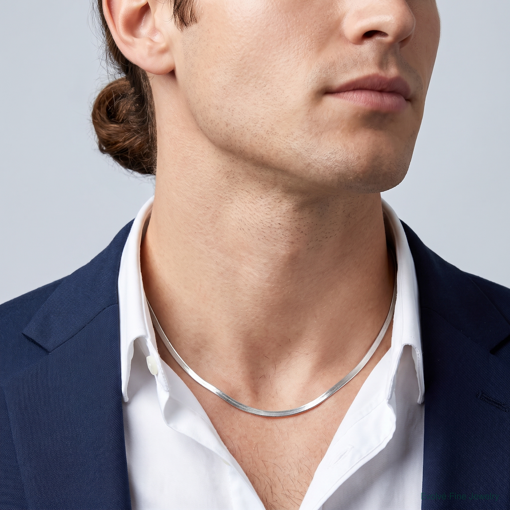 Sterling Silver 3mm Magic Herringbone Chain - Model Shot