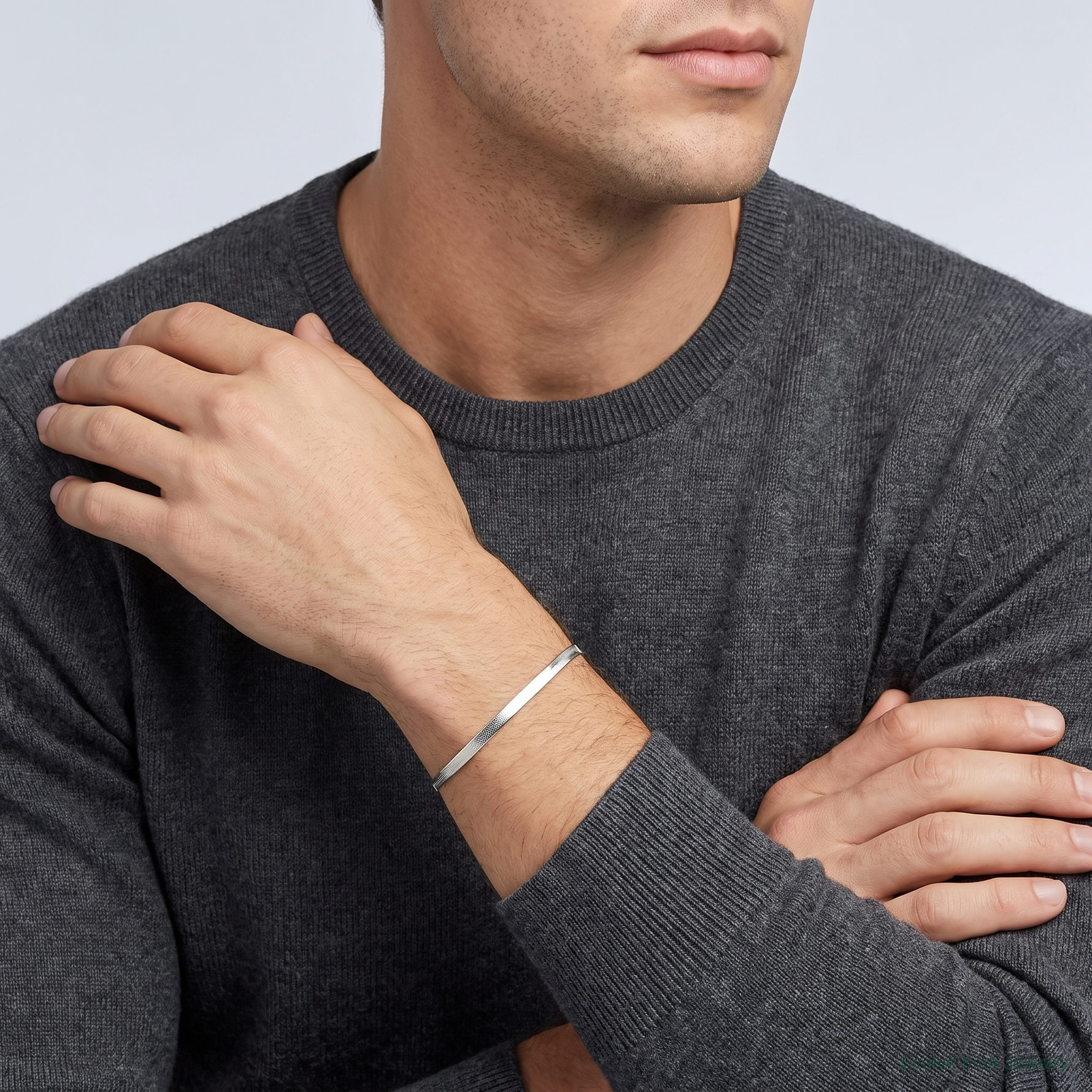 Sterling Silver 3mm Magic Herringbone Chain - Model Shot