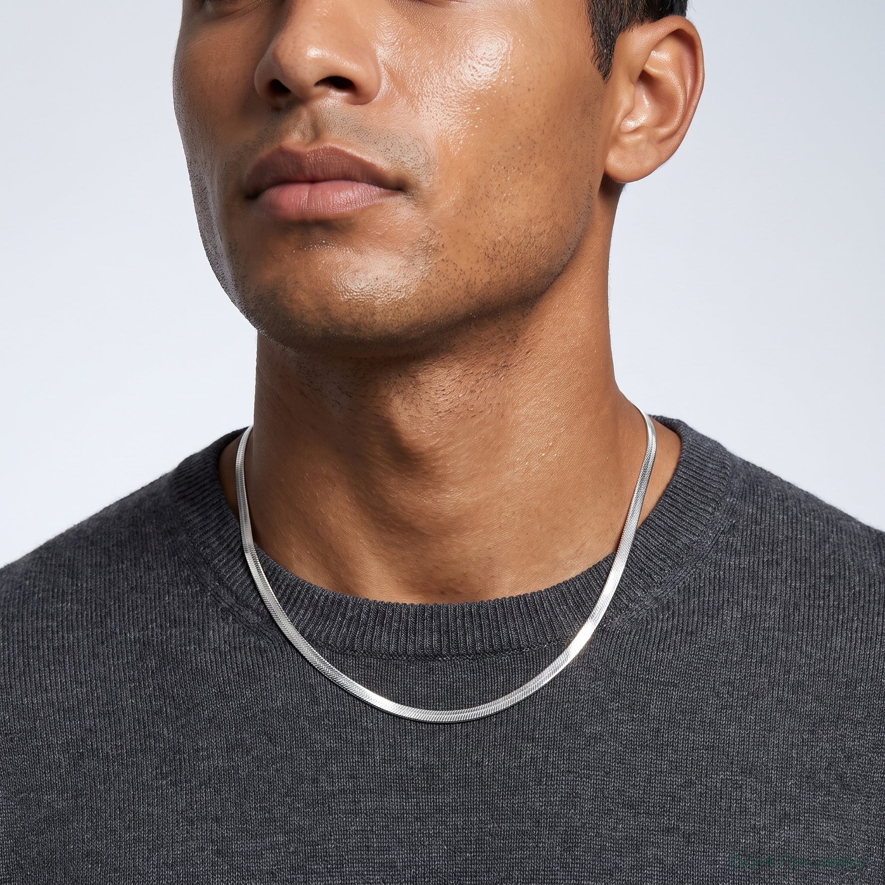 Sterling Silver 3.5mm Magic Herringbone Chain - Model Shot
