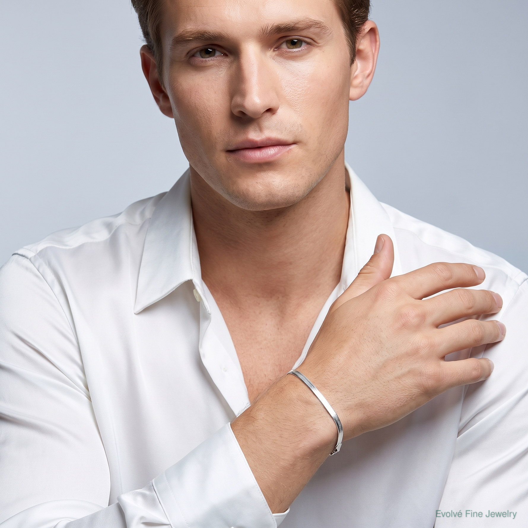 Sterling Silver 3.5mm Magic Herringbone Chain - Model Shot
