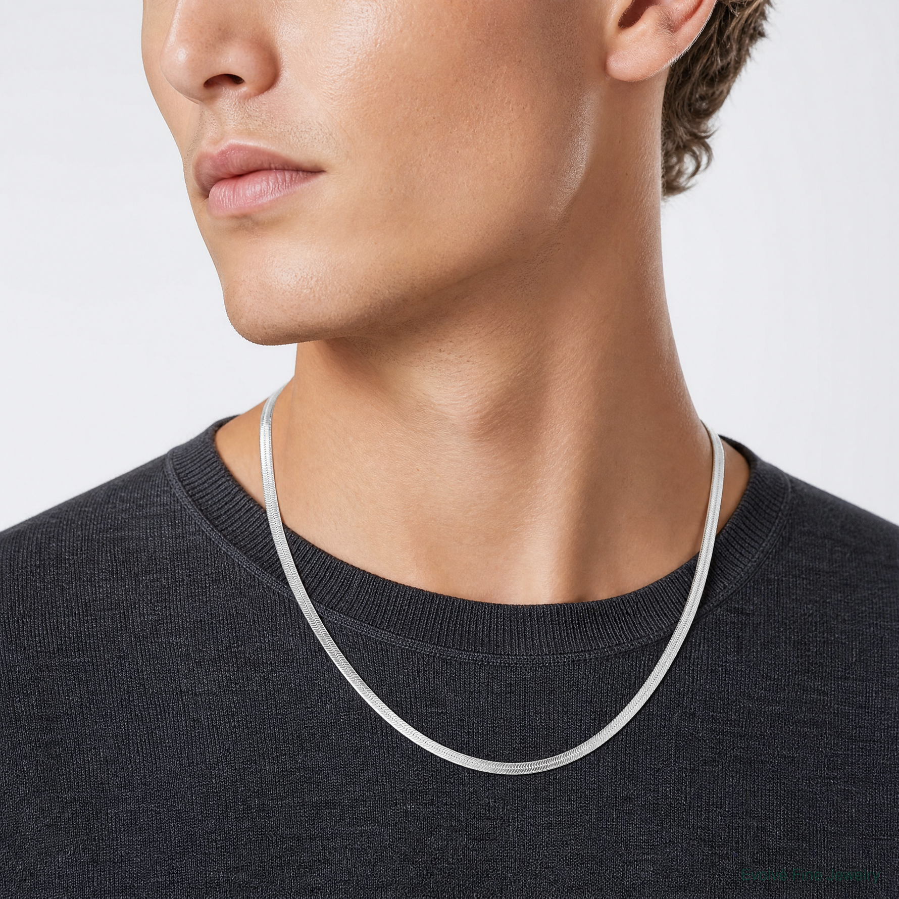 Sterling Silver 4.5mm Magic Herringbone Chain - Model Shot