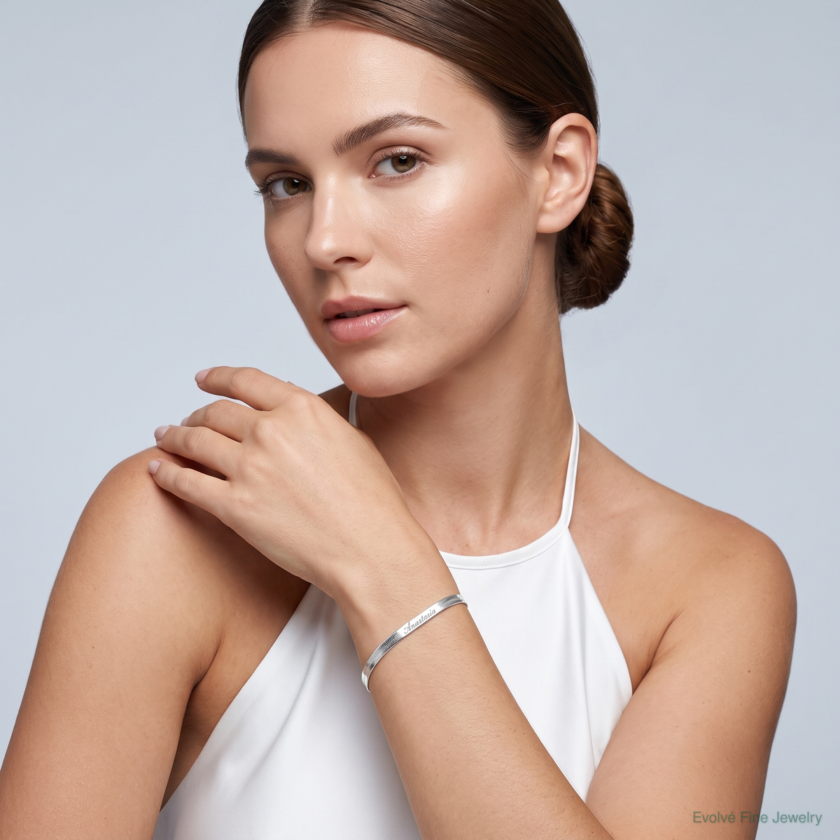Sterling Silver 4.5mm Magic Herringbone Chain - Model Shot