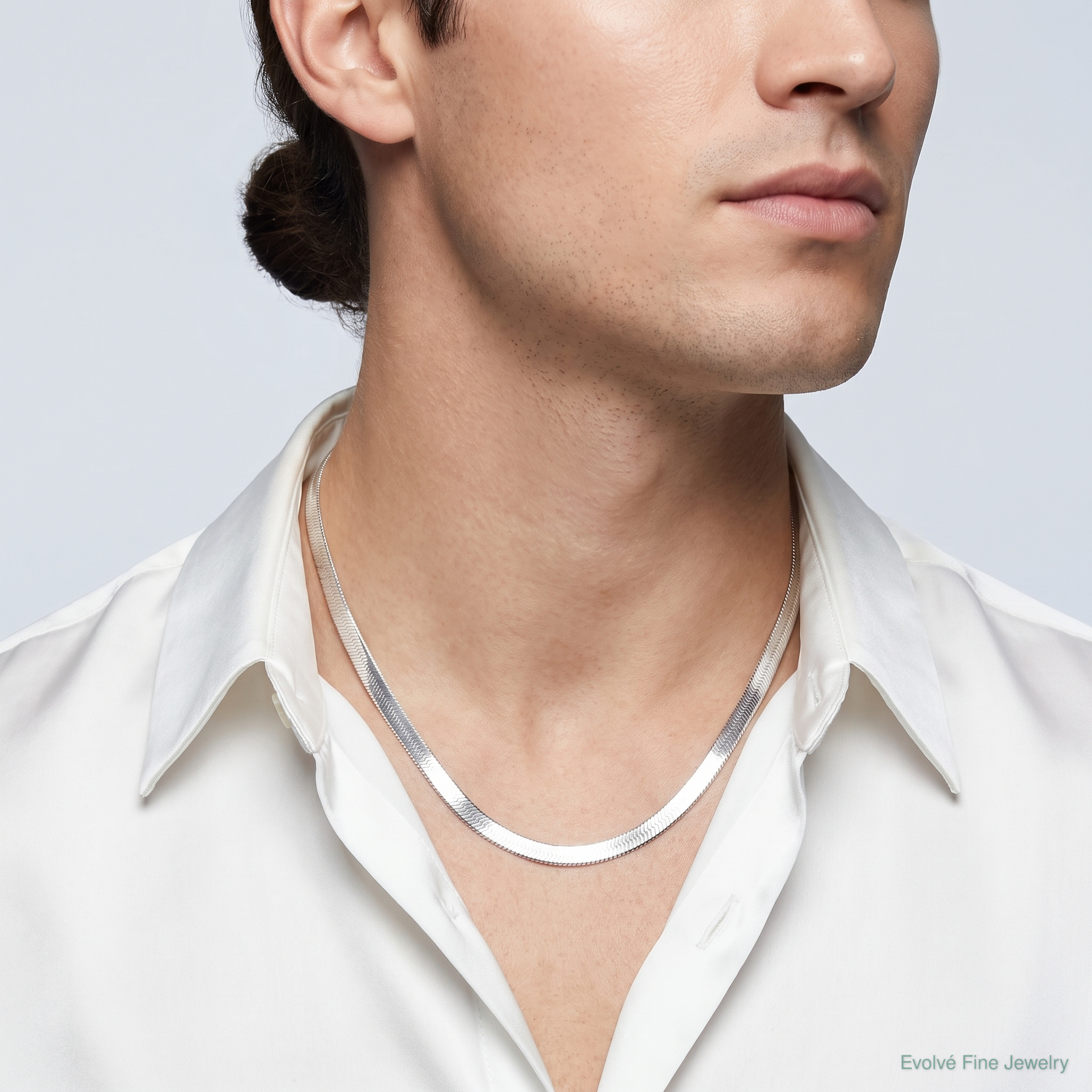 Sterling Silver 7.3mm Magic Herringbone Chain - Model Shot