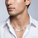 Sterling Silver Rhodium-plated 8mm Magic Herringbone Chain - Model Shot