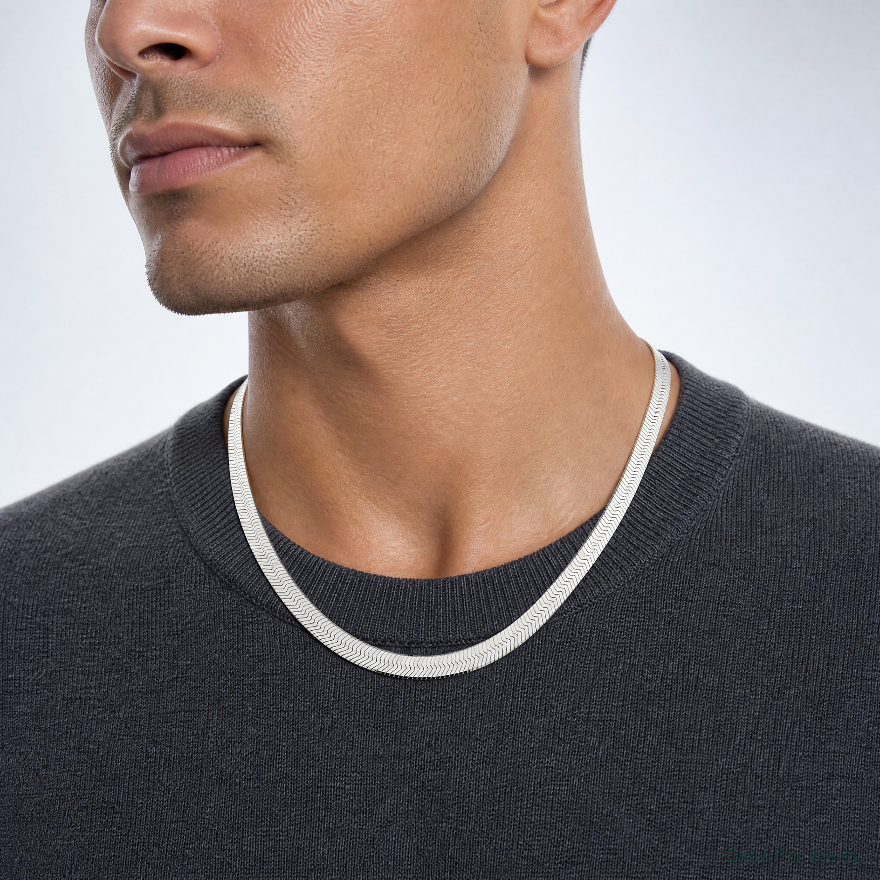 Sterling Silver 8.75mm Magic Herringbone Chain - Model Shot