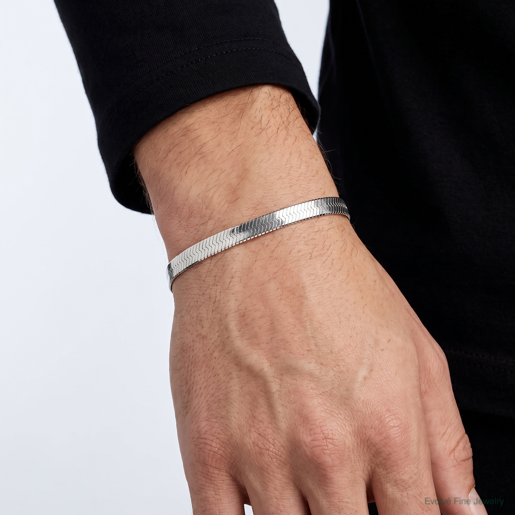 Sterling Silver 8.75mm Magic Herringbone Chain - Model Shot