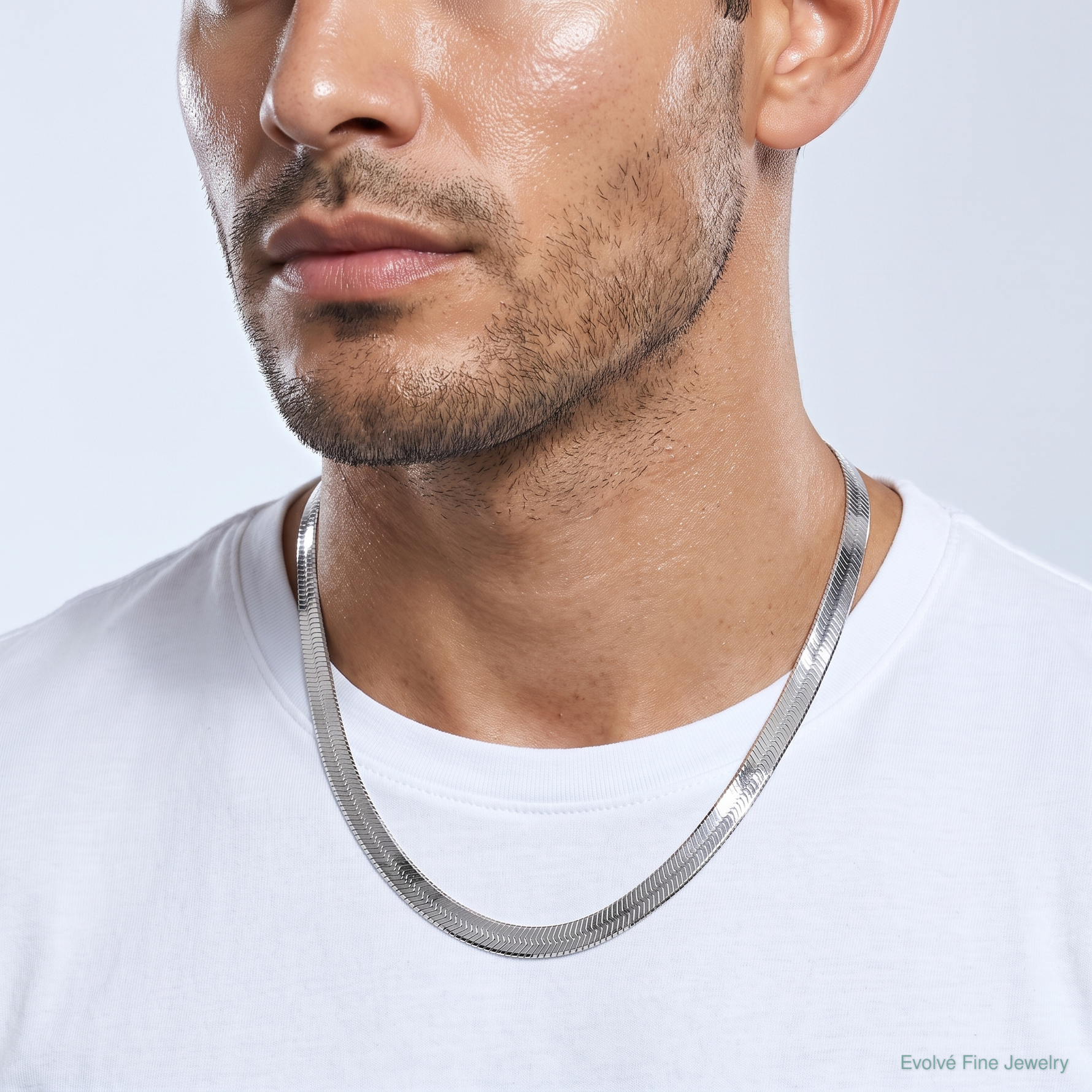Sterling Silver Rhodium-plated 8.75mm Magic Herringbone Chain - Model Shot