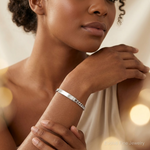 Sterling Silver Polished Engraveable Curb Link ID Bracelet - Model Shot