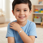 Sterling Silver Heart Baby ID Bracelet - Model Shot