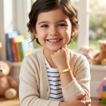 Sterling Silver Gold-tone 6.5 inch Hearts Children's ID Bracelet - Model Shot
