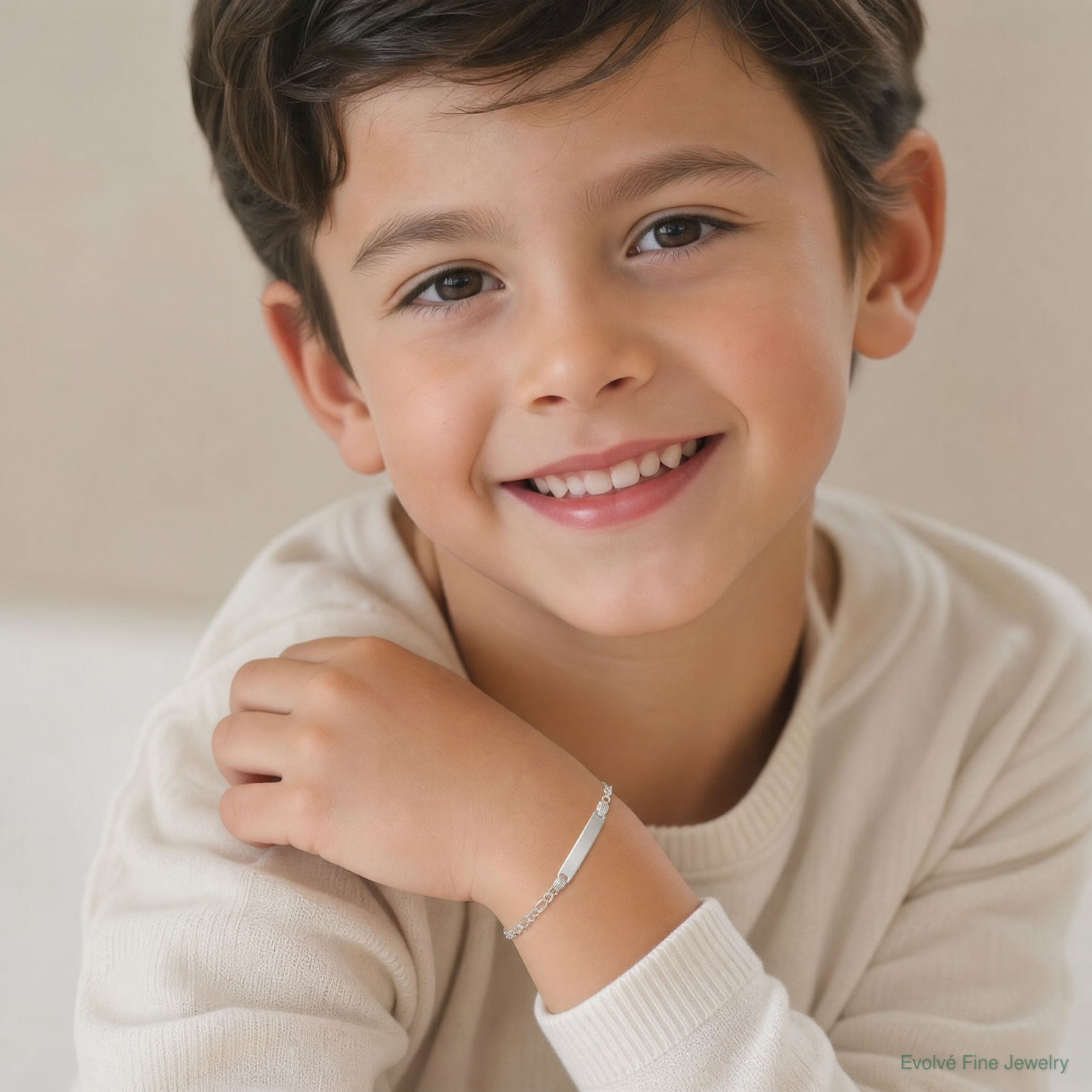 Sterling Silver Children's ID Bracelet - Model Shot