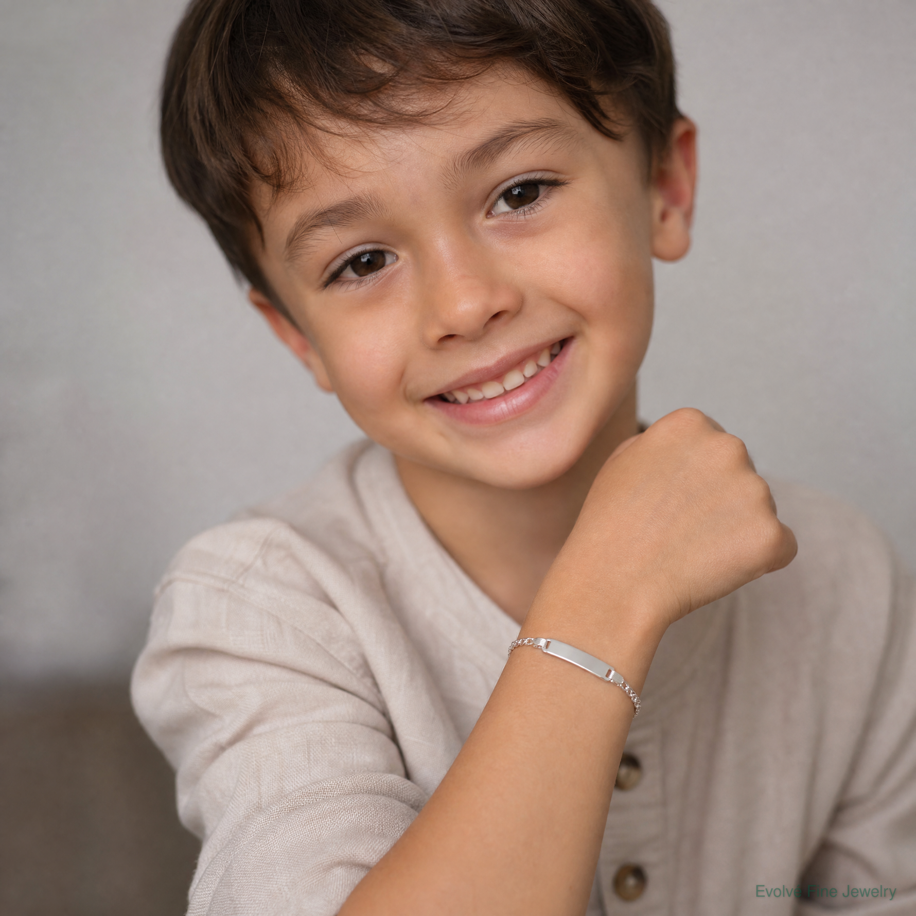Sterling Silver Children's ID Bracelet - Model Shot