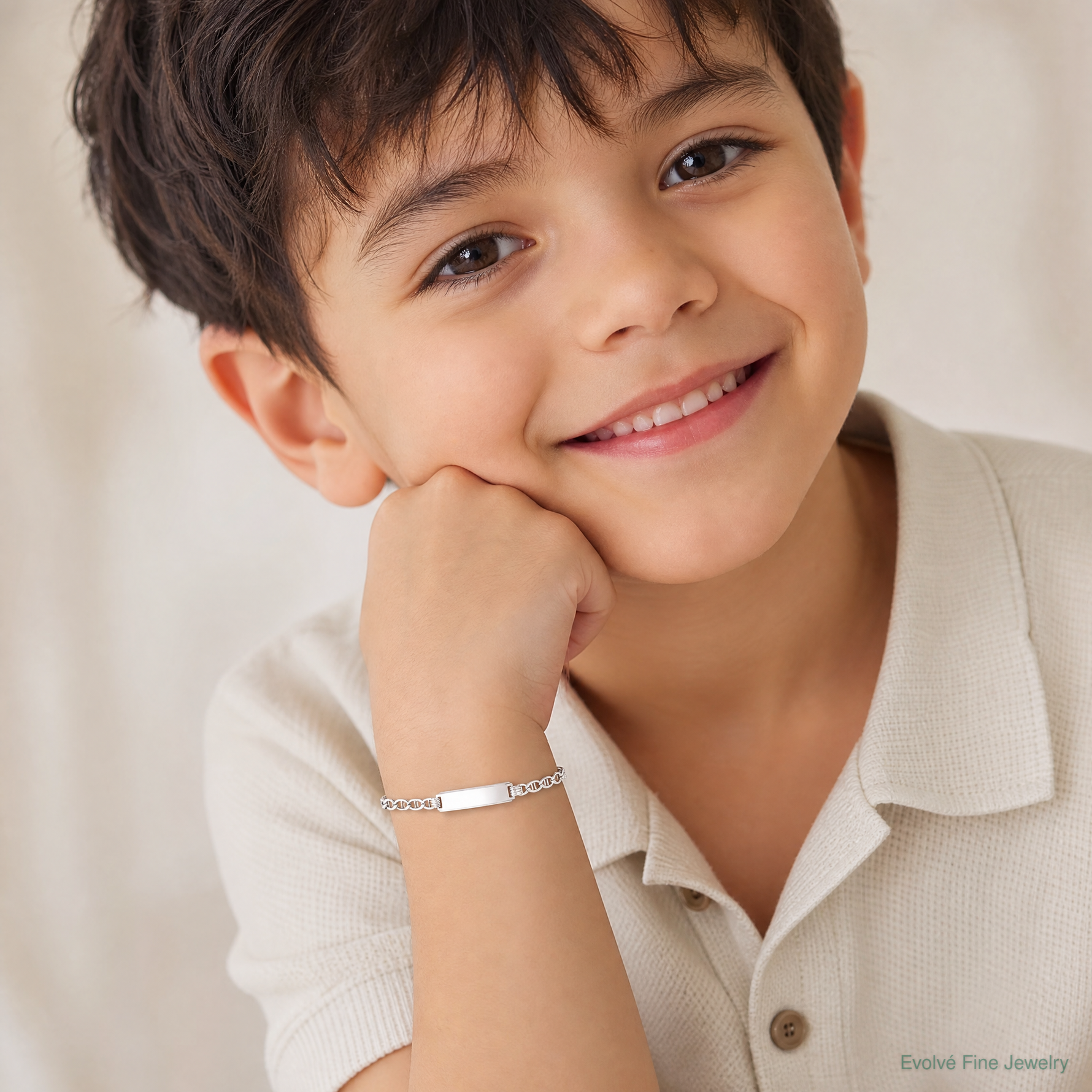 Sterling Silver Children's ID Bracelet - Model Shot