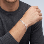 Sterling Silver Rhodium-plated 3.8mm Flat Curb Chain - Model Shot