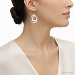 Leslie's SS RH-plated Radiant Essence Textured Post Dangle Earrings - Model Shot