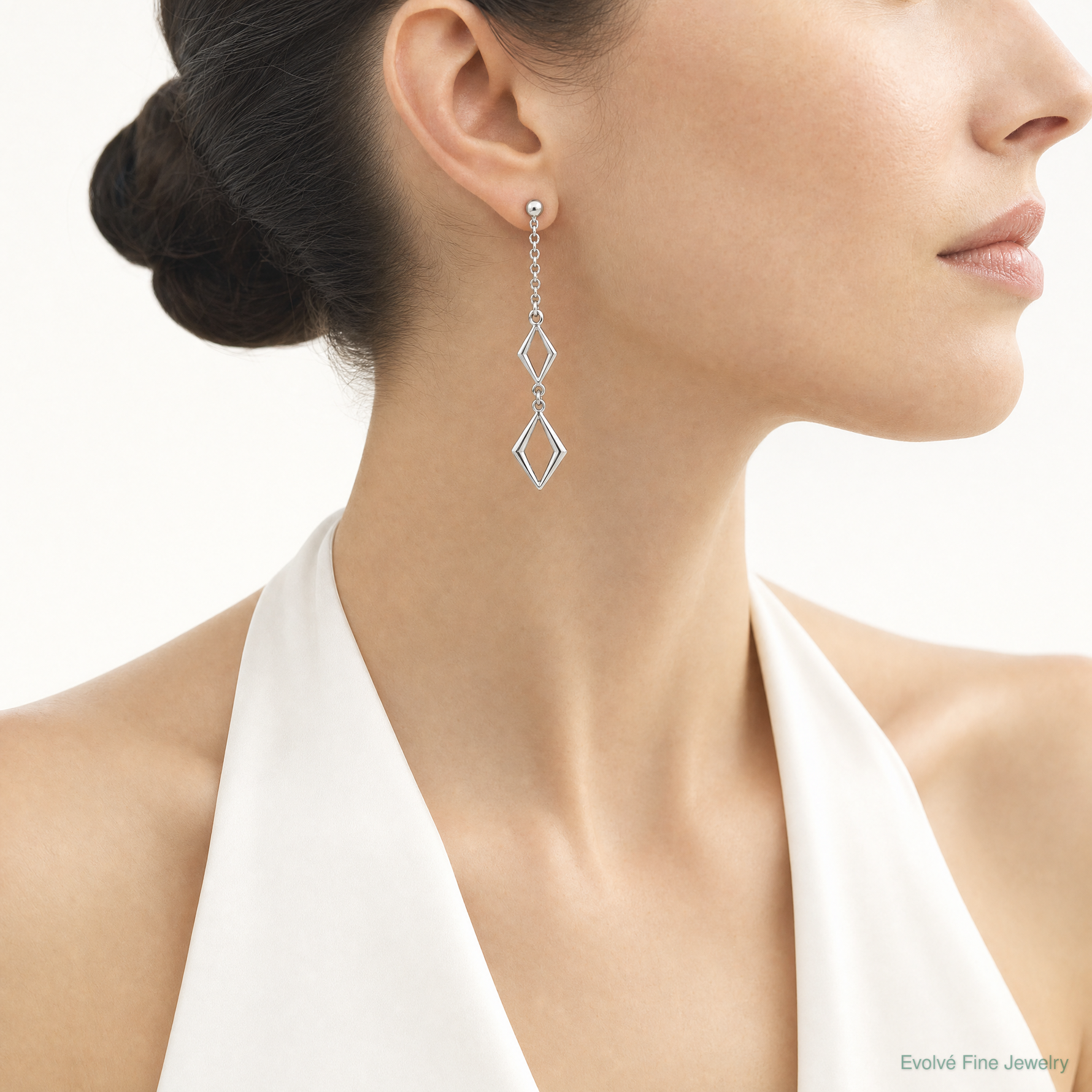 Leslie's Sterling Silver Rhodium-plated Polished Earrings - Model Shot