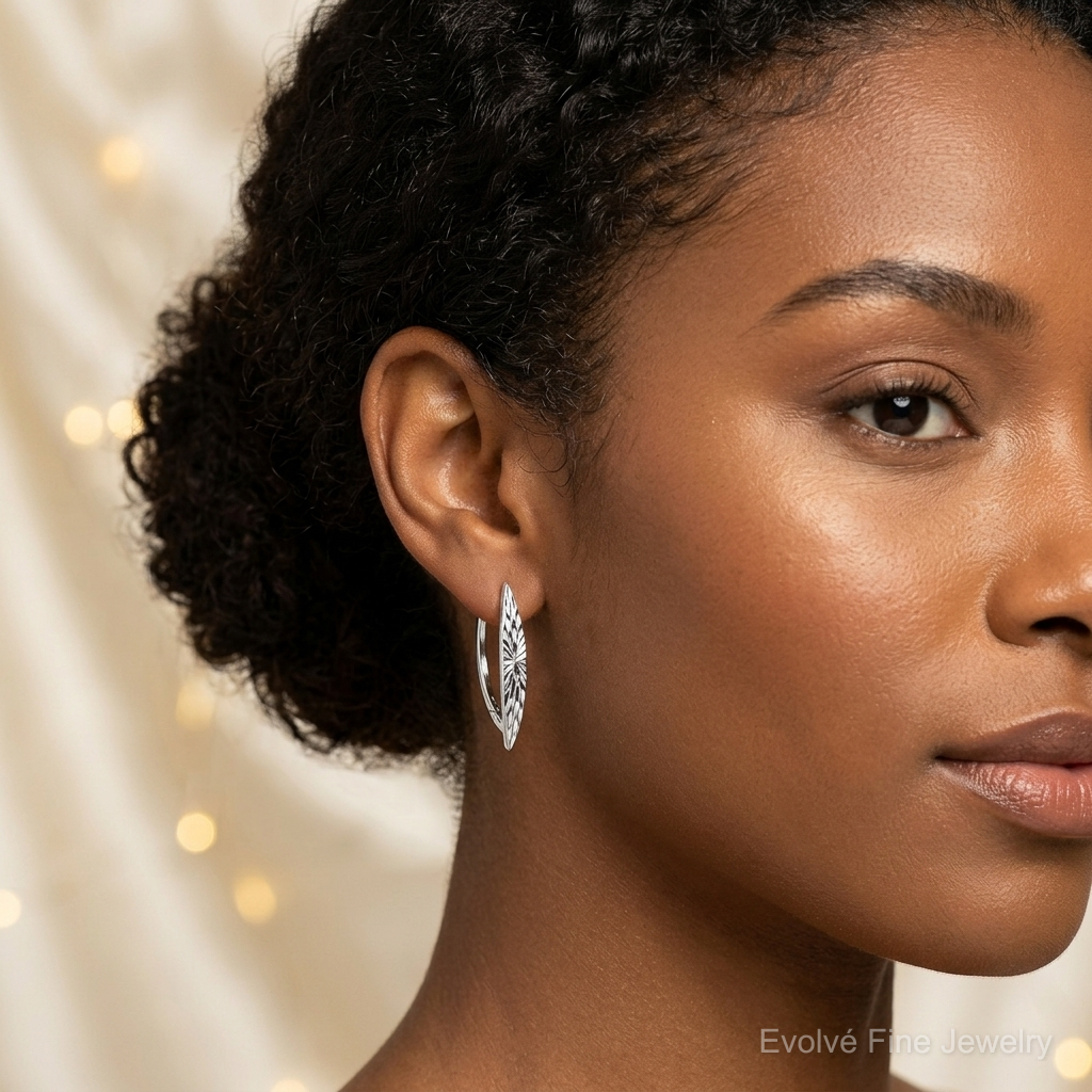 Leslie's Sterling Silver Rhod-plated D/C Hoop Earrings - Model Shot