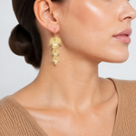 Leslie's Sterling Silver Gold-plated Etched Leaves Dangle Earrings - Model Shot