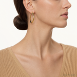 Leslie's Sterling Silver Gold-tone with Black Enamel Hoop Earrings - Model Shot