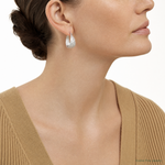 Leslie's Sterling Silver Rhodium-plated Textured Hoop Earrings - Model Shot